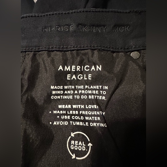 American Eagle Next Level Stretch High Rise Kick Boot Cut Black Jeans - Picture 6 of 8